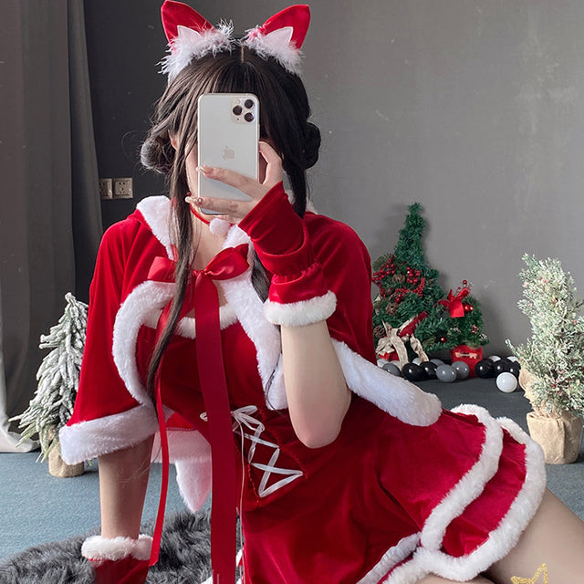 Velvet Christmas Bunny Suit SD32